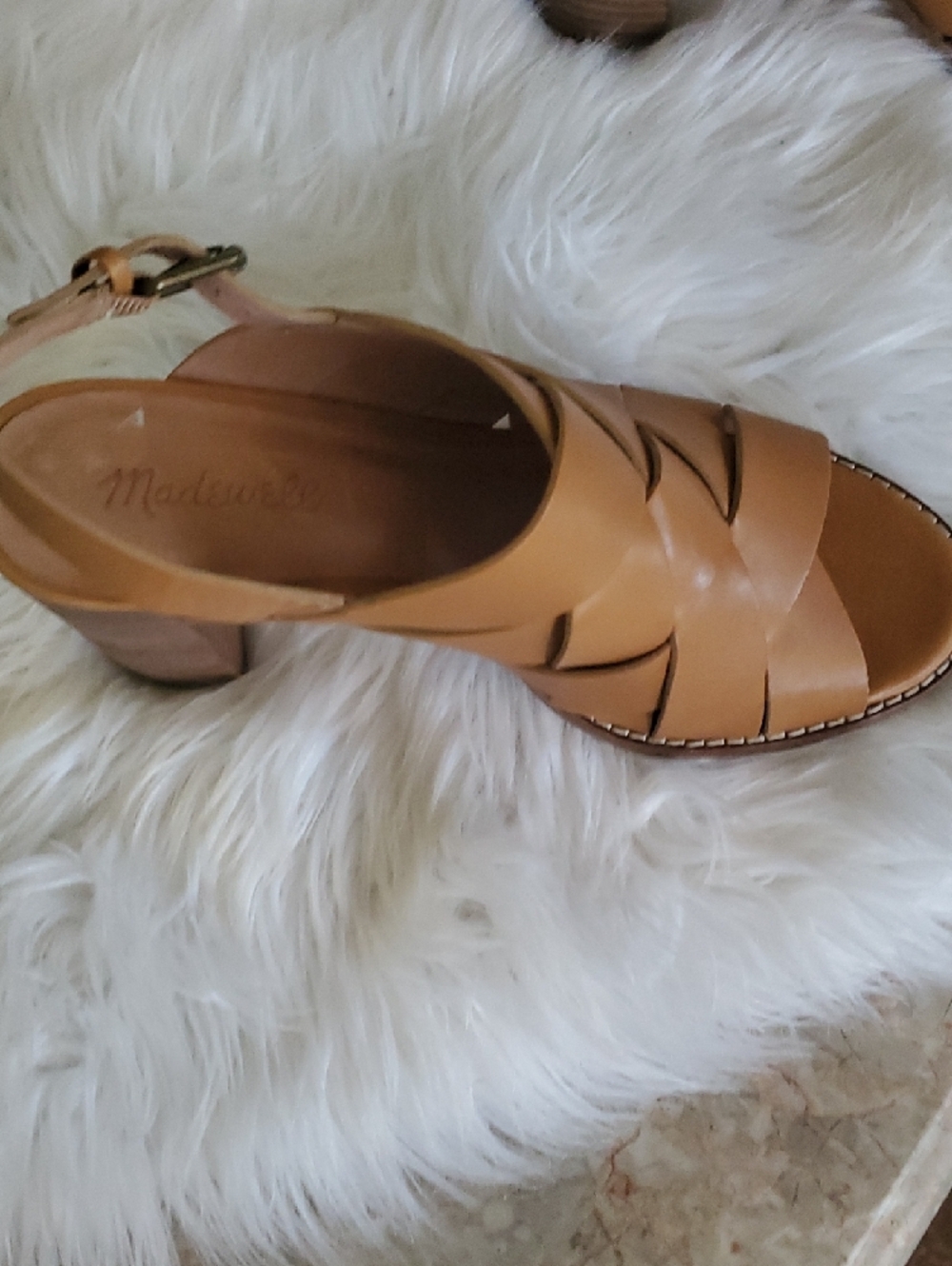 Madewell Camel/Tan Woven Leather Slingback Sandals - Picture 10 of 15